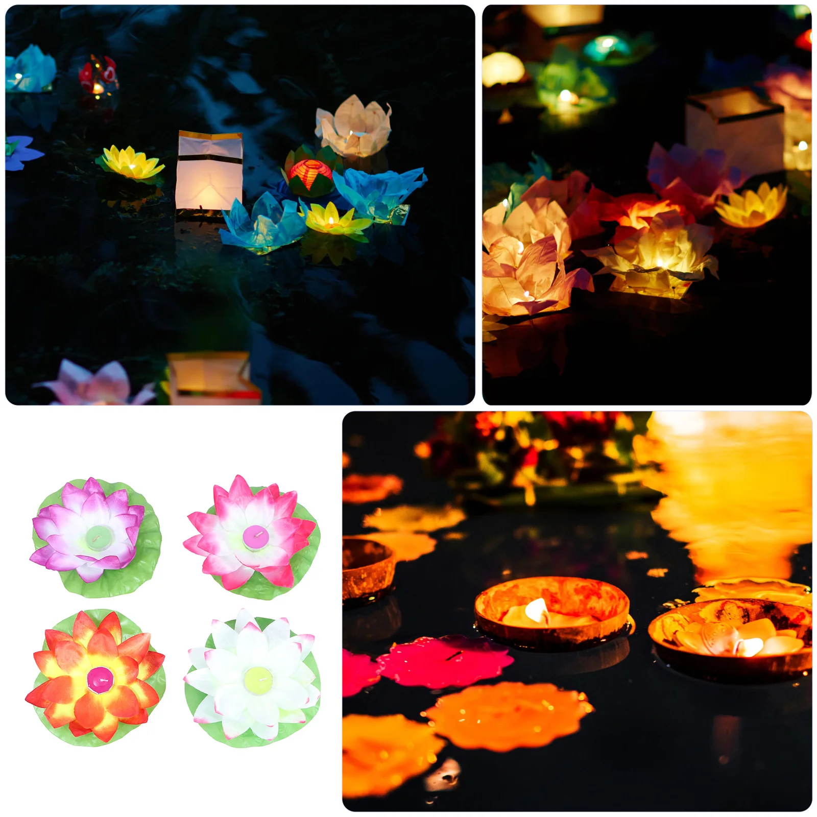 

4Pcs LED Lotus Colorful Lake Decor Blessing Bright Vivid NonFading Water Scene
