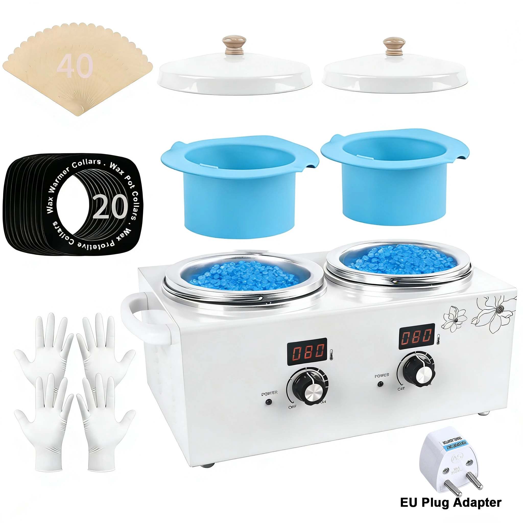Dubbele Pot Wax Warmer Paraffine Heater Warmer met LED-display Huidontharing Verstelbare temperatuur voor schoonheidssalon Thuisgebruik