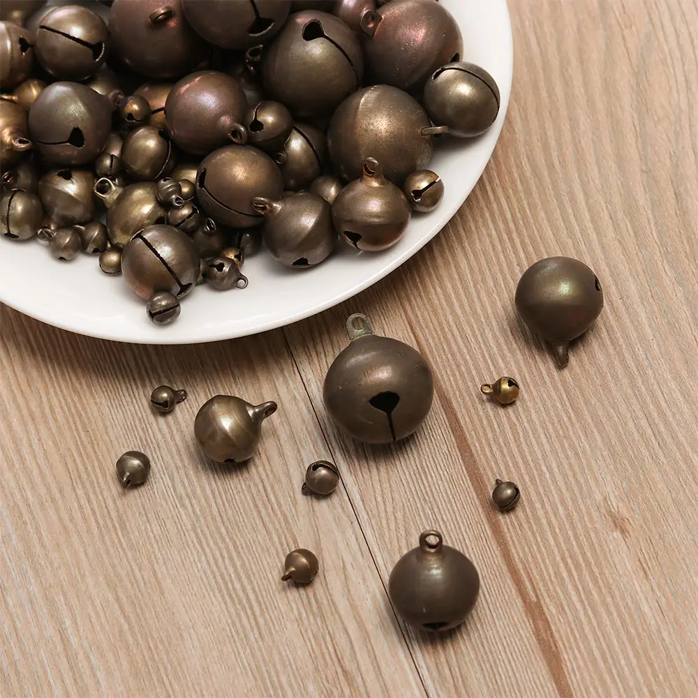 10pcs Crafts Christmas Tree Ornaments Handmade Necklace Copper Jingle Bells Small Bell Campanula Accessories Retro Bronze