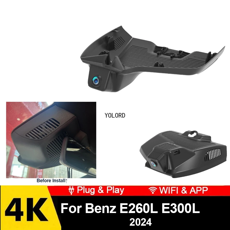 

4K Dash Cam Front 2160P WiFi 24Hrs Packing Car Camera for Mercedes Benz E Class E260L E300L 2024 2025