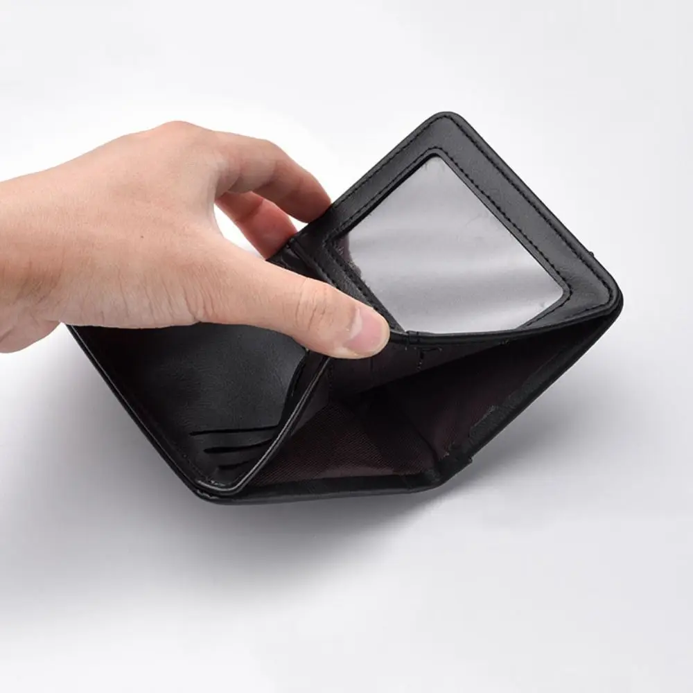 

Retro Solid Color Short Men Wallet Two-Fold Multiple Card Slots Men Card Holder Ultra Thin Mini PU Leather Coin Purse Outdoor