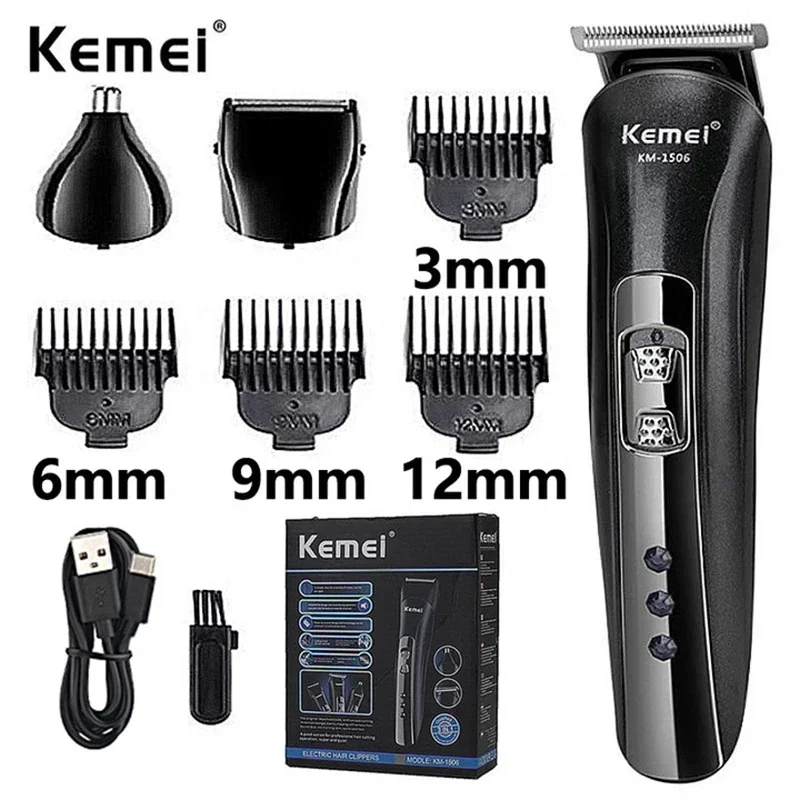 KM-1506 3 in 1 Shaver USB Charging Hair Trimmer - Rechargeable Nose Professional Shaving Machine