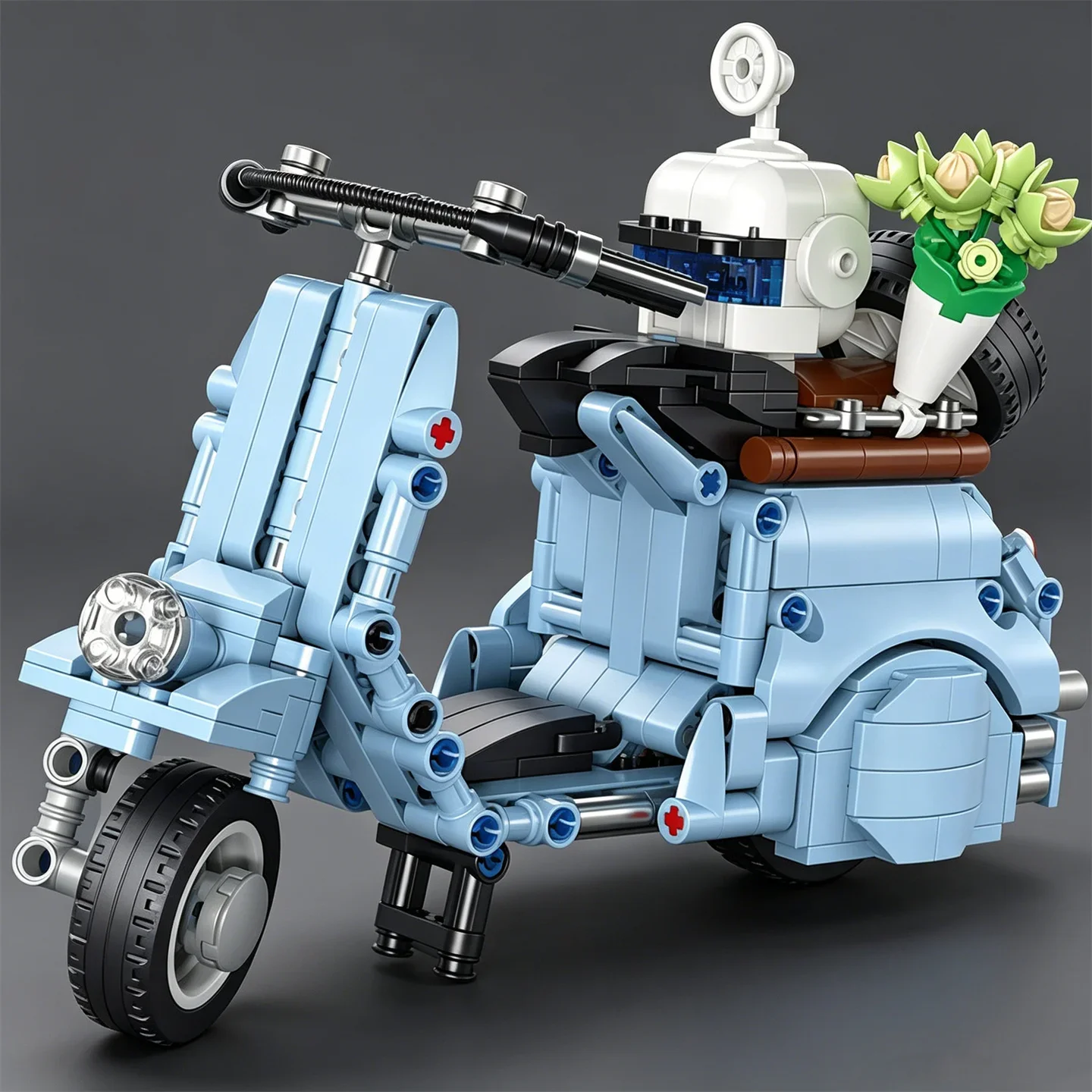Mini Scooter City Series Building Blocks Toy: Motorcycle Model, Overseas Chinese Homeland Motorcycle  Seaside Ride
