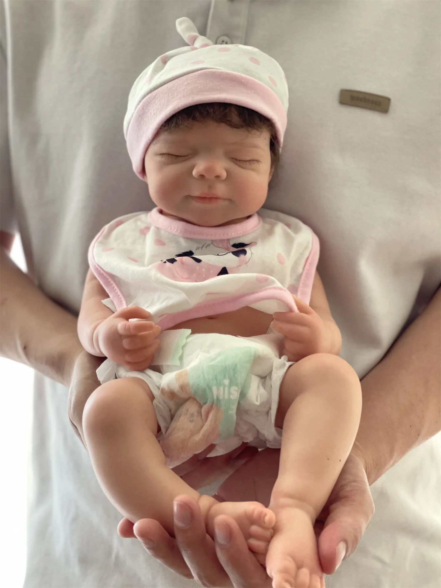 45cm Close Eyes Pascale Solid Silicone Bebe Reborn Girl With Handmade Rooted Hair Washable Lifelike Realistic Newborn Baby Doll