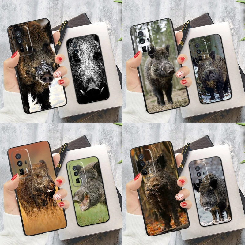 Animal Wild Boar Case For Xiaomi 14T Pro 13T 12T 11T 13 14 Ultra POCO F6 Pro M6 M5s F3 F5 X3 X5 X6 Pro Cover