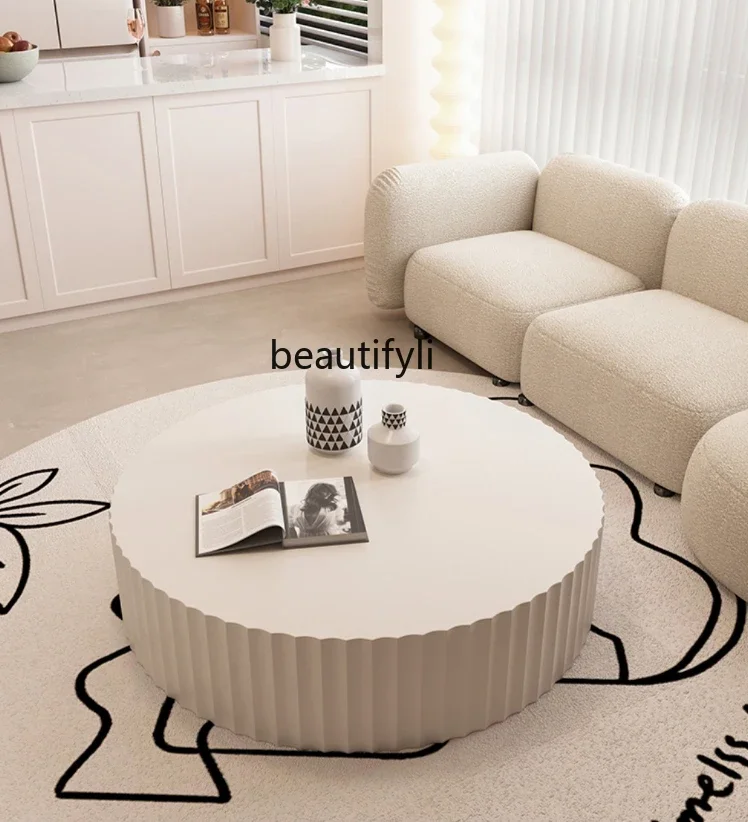 

Cream Style round Coffee Table Household Living Room Tea Table Small Coffee Table