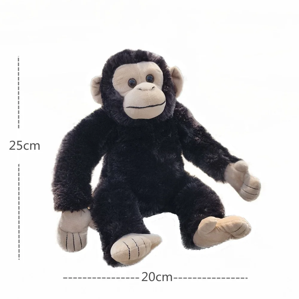 25 سنتيمتر محاكاة الشمبانزي ألعاب من نسيج مخملي واقعية الغوريلا محشوة الحيوان لينة سفاري دمية هدية ديكور المنزل للأطفال هدايا عيد