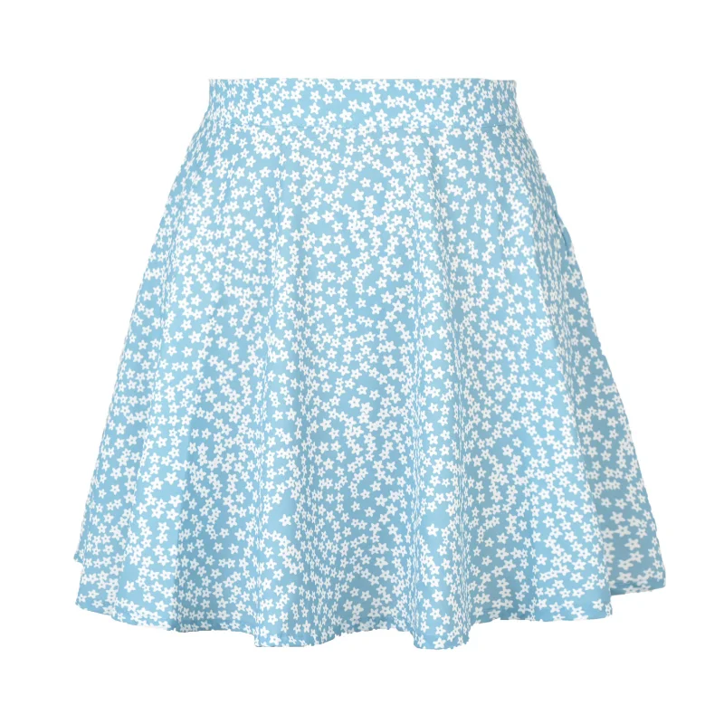 Zomer Damesrok Harajuku Nieuw 2023 Nieuwe Dames Bloemenrits Bedrukt Chiffon Lange Taille Paraplu Rok Dames Sweet Elegant