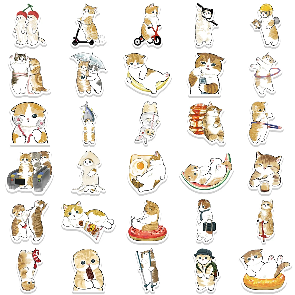 10/30/64PCS Cute Cats Animal Cartoon Sticker Funny Decals DIY Phone Suitcase Scrapbook Stationary Phone Laptop Sticker Kids Toy