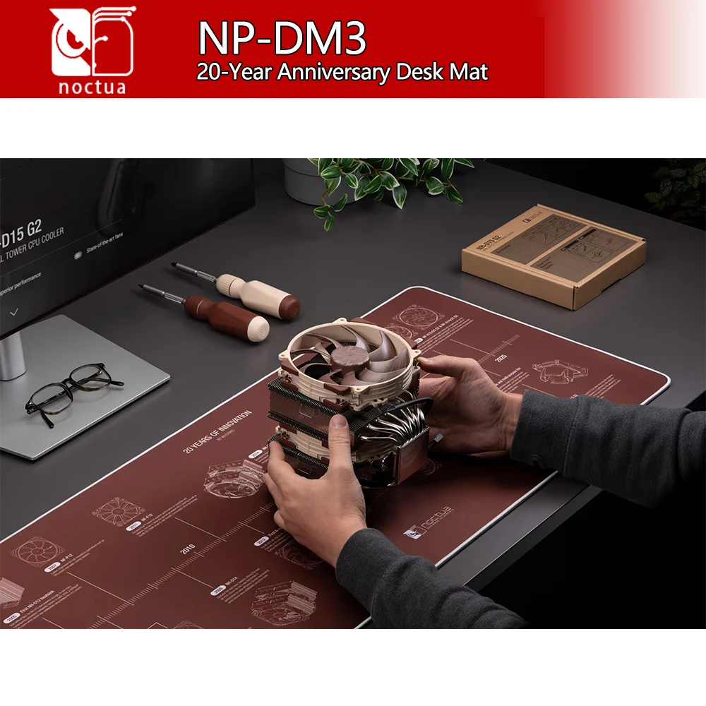 

Noctua NP-DM3 20-Year Anniversary Desk Mat 900x400x4mm Commemorating Key Noctua Products From 2005 to 2025 Innovation Timeline
