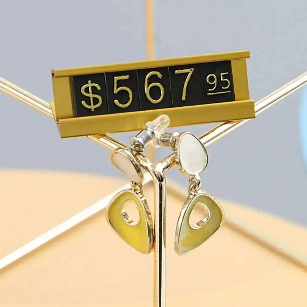 Jewelry Price Display Label Tag Adjustable Combined Number Retail Counter Cube Assembly Numberal Sign With Metal Stand