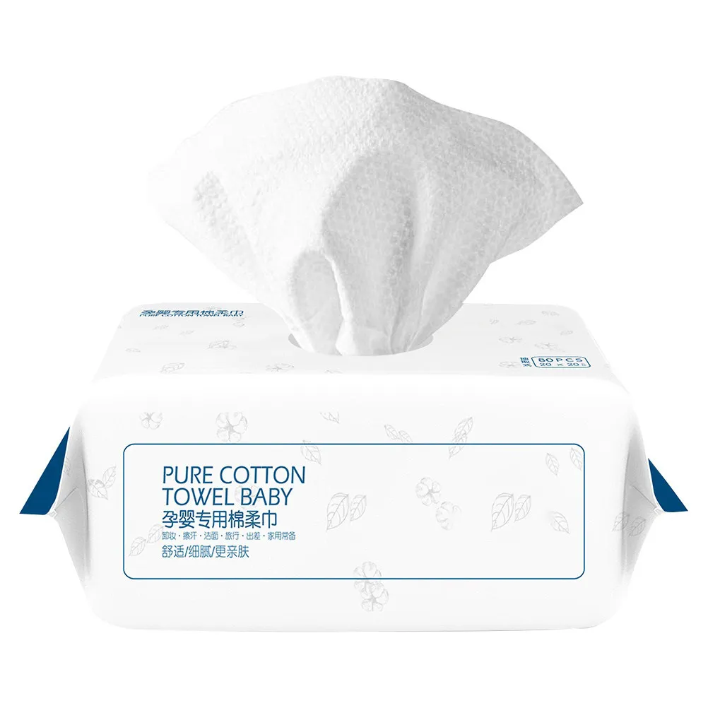 80Pcs White Disposable Facial Cleansing Towels Soft Portable Washcloths for Makeup Removal Skin Care Nail Polish Remover Travel