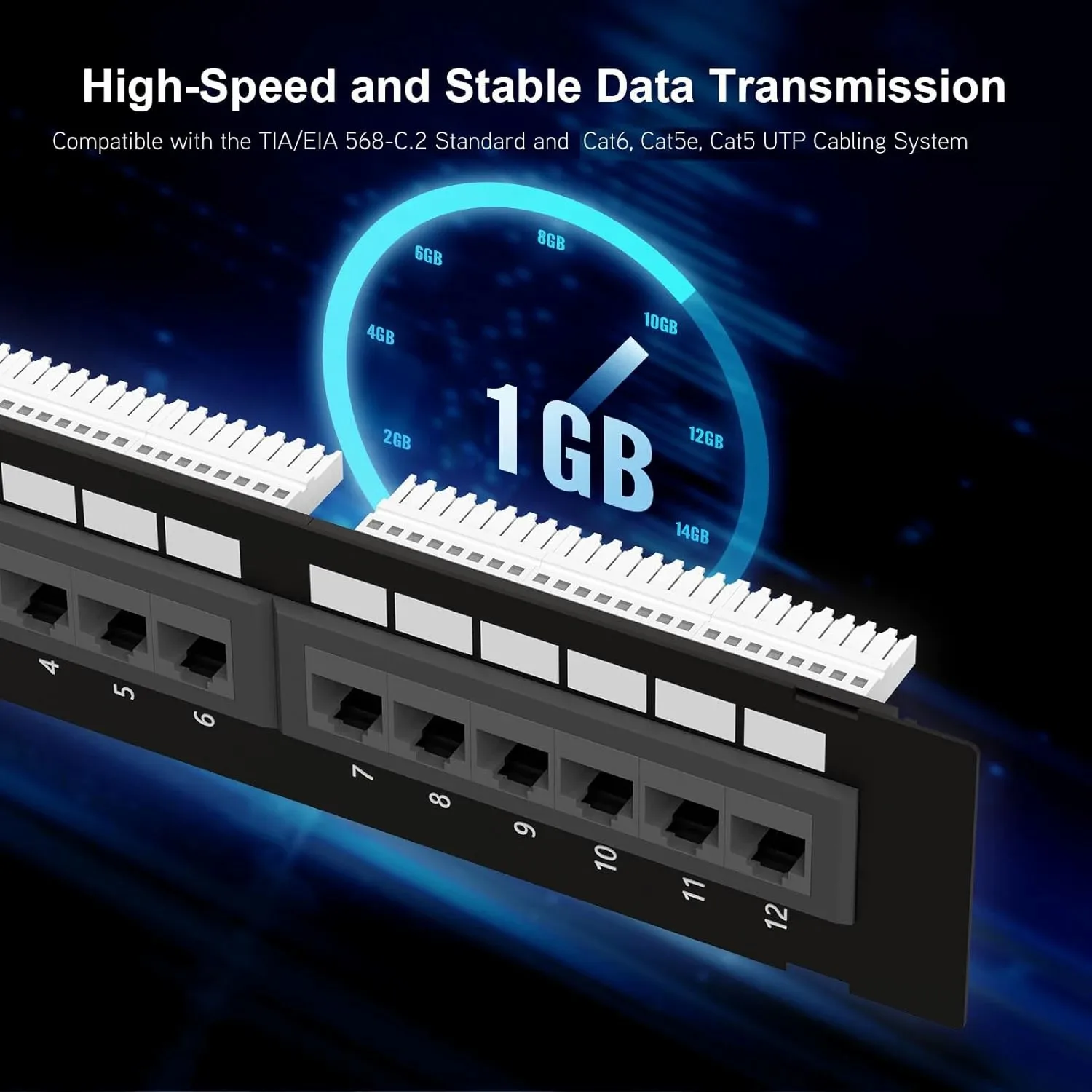 ZoeRax Mini 12-Port Vertical Patch Panel with 89D Bracket and Wallmount Bracket Included, Network Patch Panel Punch Down Block