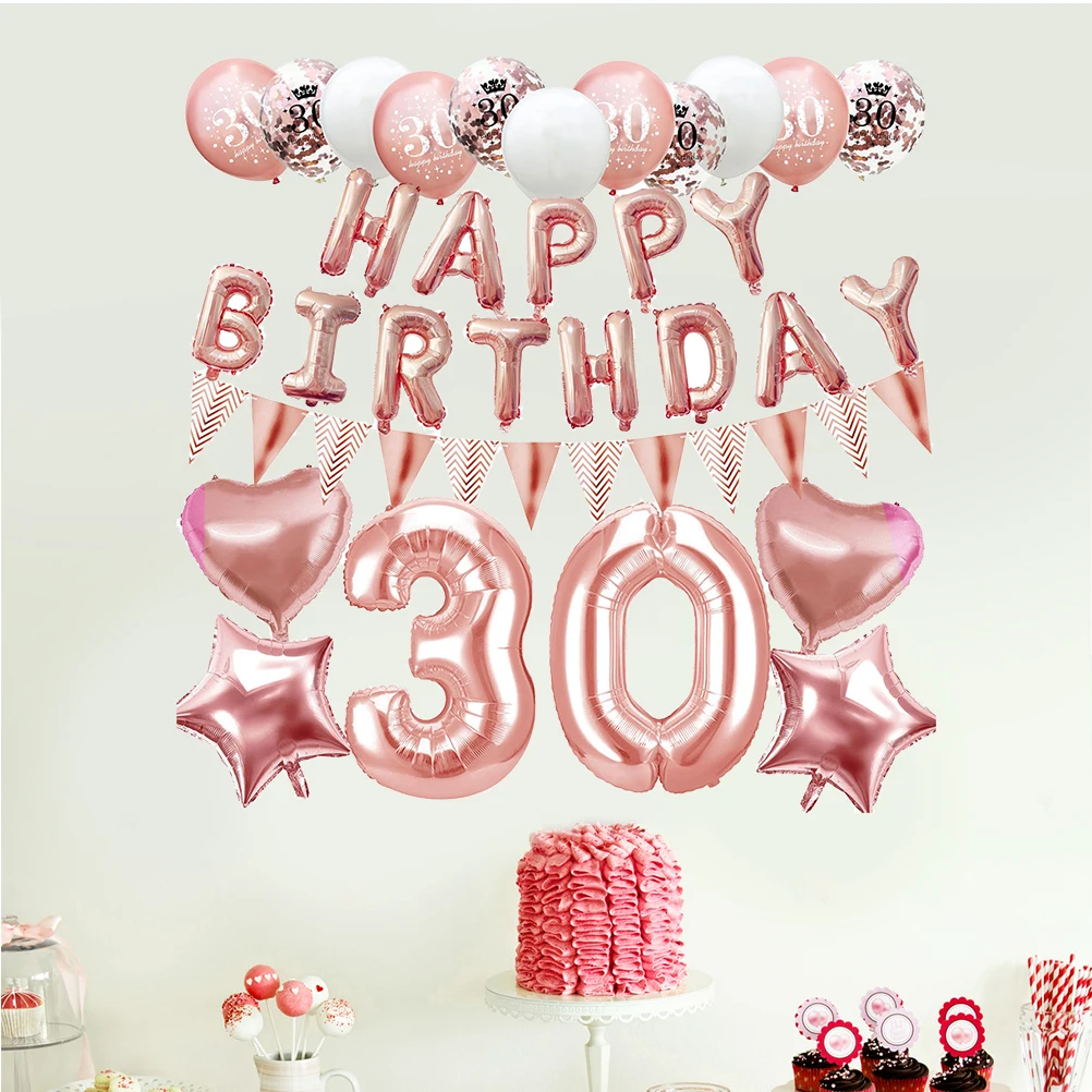 

1 set 1 Gold Rose Birthday Balloons Kit Premium Latex Decorative Balloon Set Party Supplies For Wall Door Window Happy Birthday