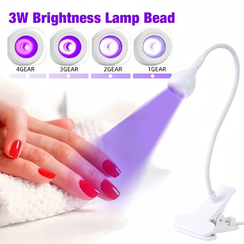 UV LED Light สําหรับเล็บโคมไฟแห้ง 360 ยืดหยุ่น Clip-on โต๊ะคลิป Mini USB แบบพกพาเครื่องเป่าเล็บเล็บ Salon เครื่องมือ