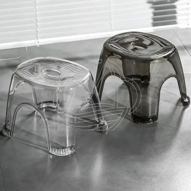 Clear Non-slip Shower Foot Stool Waterproof Transparent Bench for Bathroom & Bedside