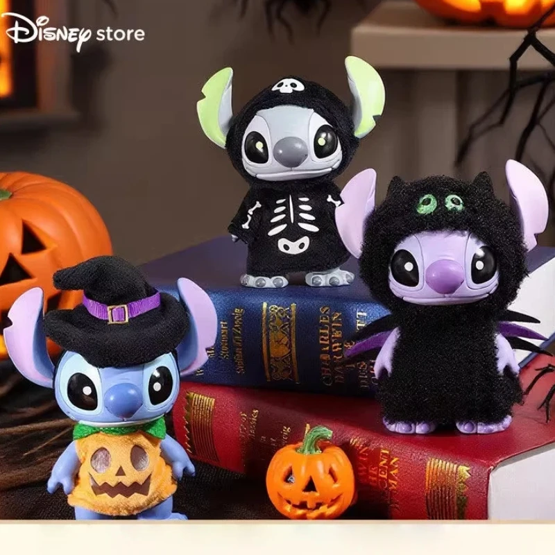 

Disney Stitch Collectible Figurine Halloween Pumpkin Wizard Skeleton Luminous Decorative Ornament Desktop Home Decor Collection