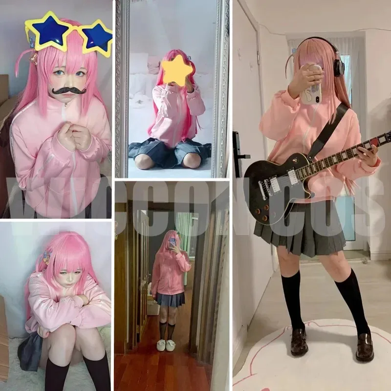 Bocchi The Rock Gotou Hitori زي JK زي خادمة موحد فستان شعر مستعار بدلة الهالوين حفلة أنيمي تأثيري ؛ 8'm6 ، #3