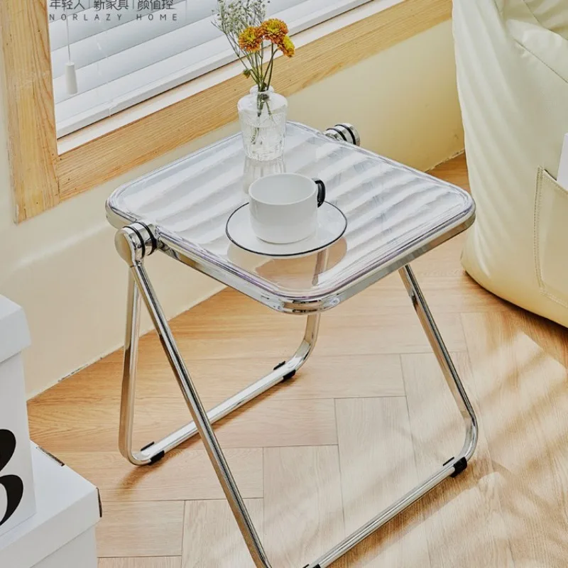 Coffee table Nordic light luxury foldable transparent plastic  edge table designer corner table