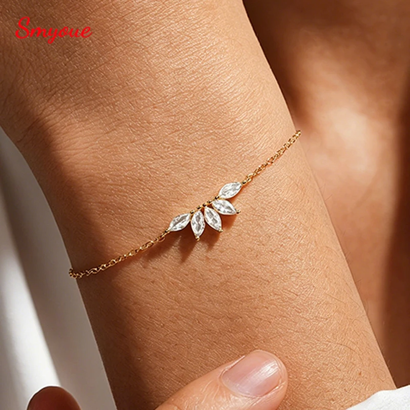 

Smyoue 5 Gems 3*6mm Marquise Cut All Moissanite Bracelets for Women Original Luxury Adjustable Chain Real S925 Silver Jewelry
