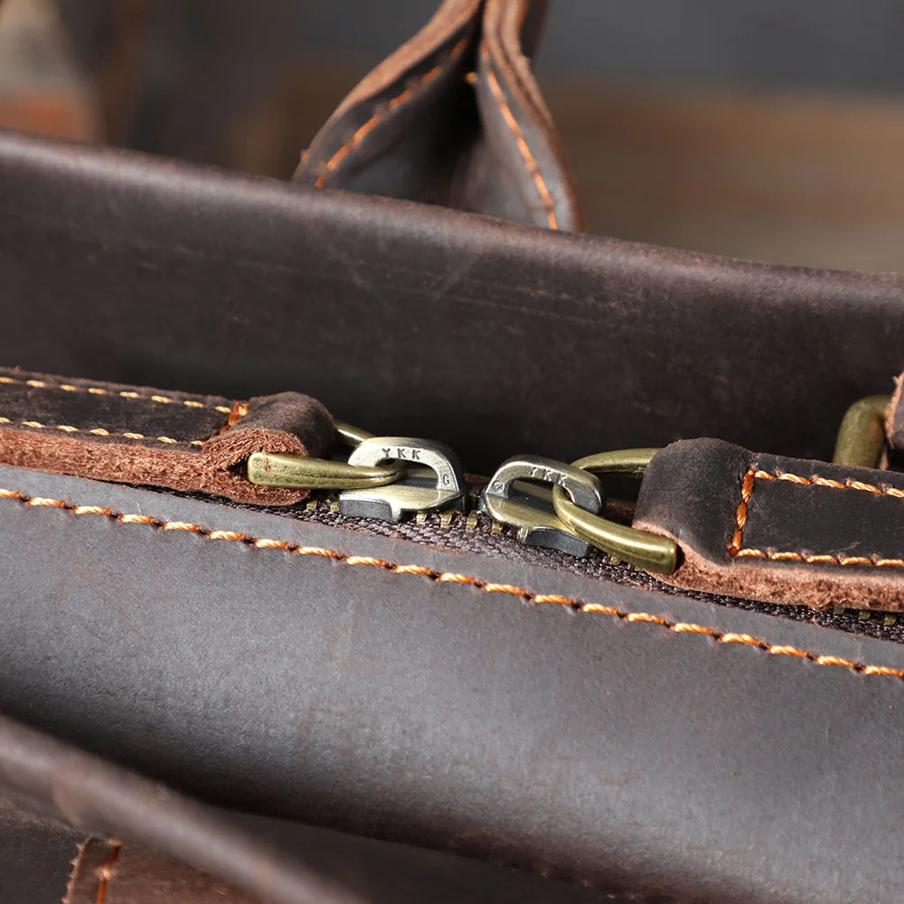 S.WORKER Handgefertigte Vintage-Leder-Aktentasche | Einfache Herren-Business-Handtasche 14" Laptop-Tasche – Detail 20