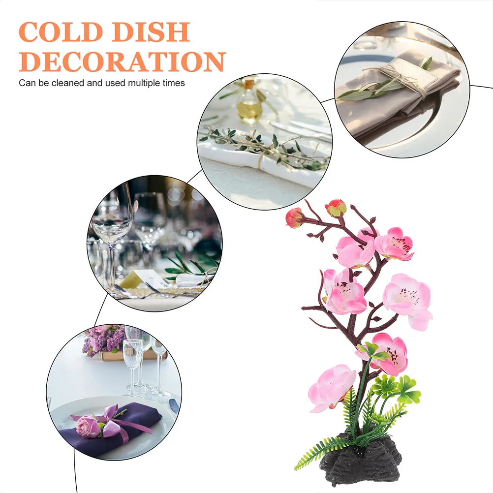 

2 Pcs Plum Blossom Artificial Flower Decorations for Sushi Plate Japanese Food Tray Realistic Unique Creativity Easy Usesushi