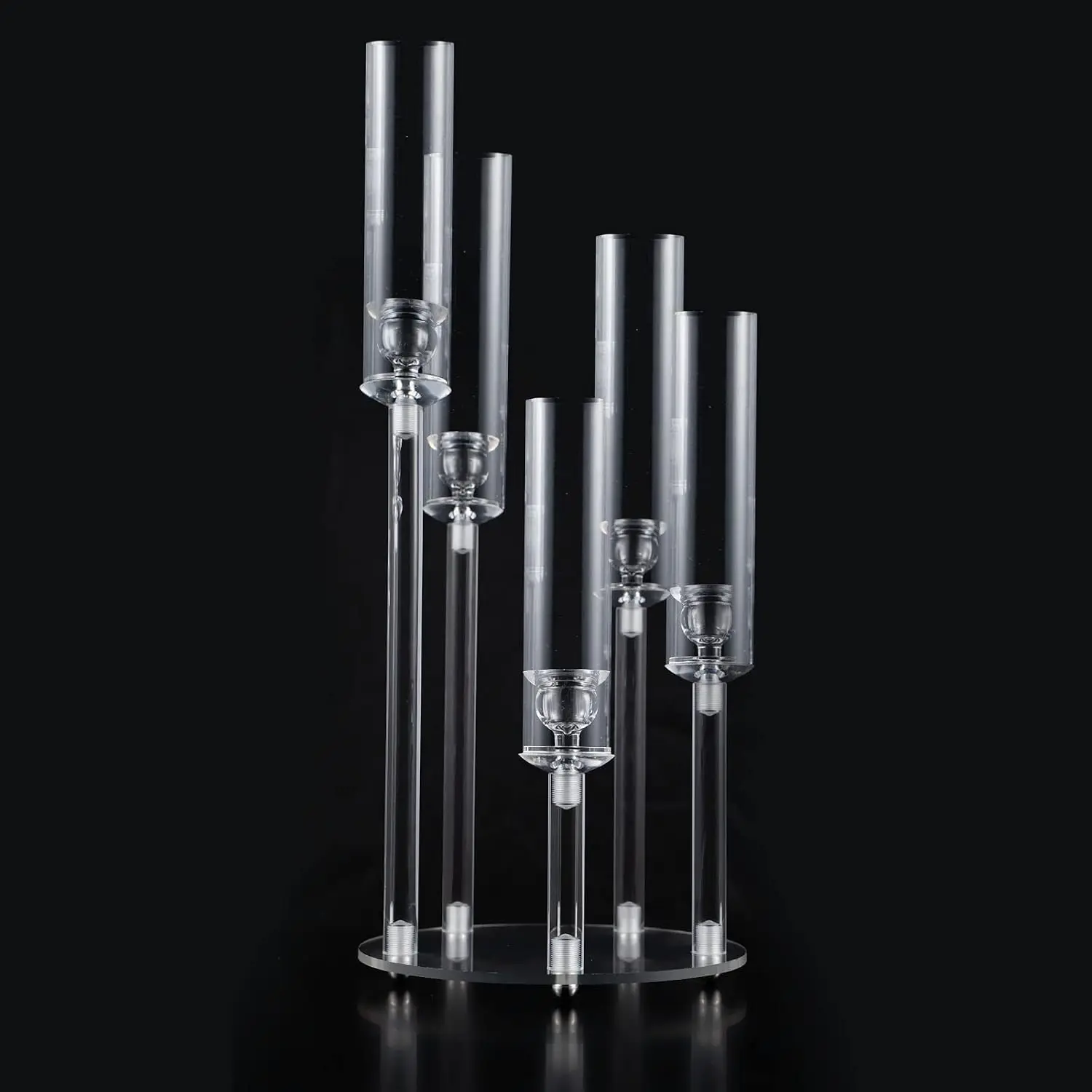 5 Arm Clear Acrylic Candelabra Centerpiece for Wedding Table Party Birthday Baby Shower Halloween Christmas Decor Fit 0.8 LED Candle