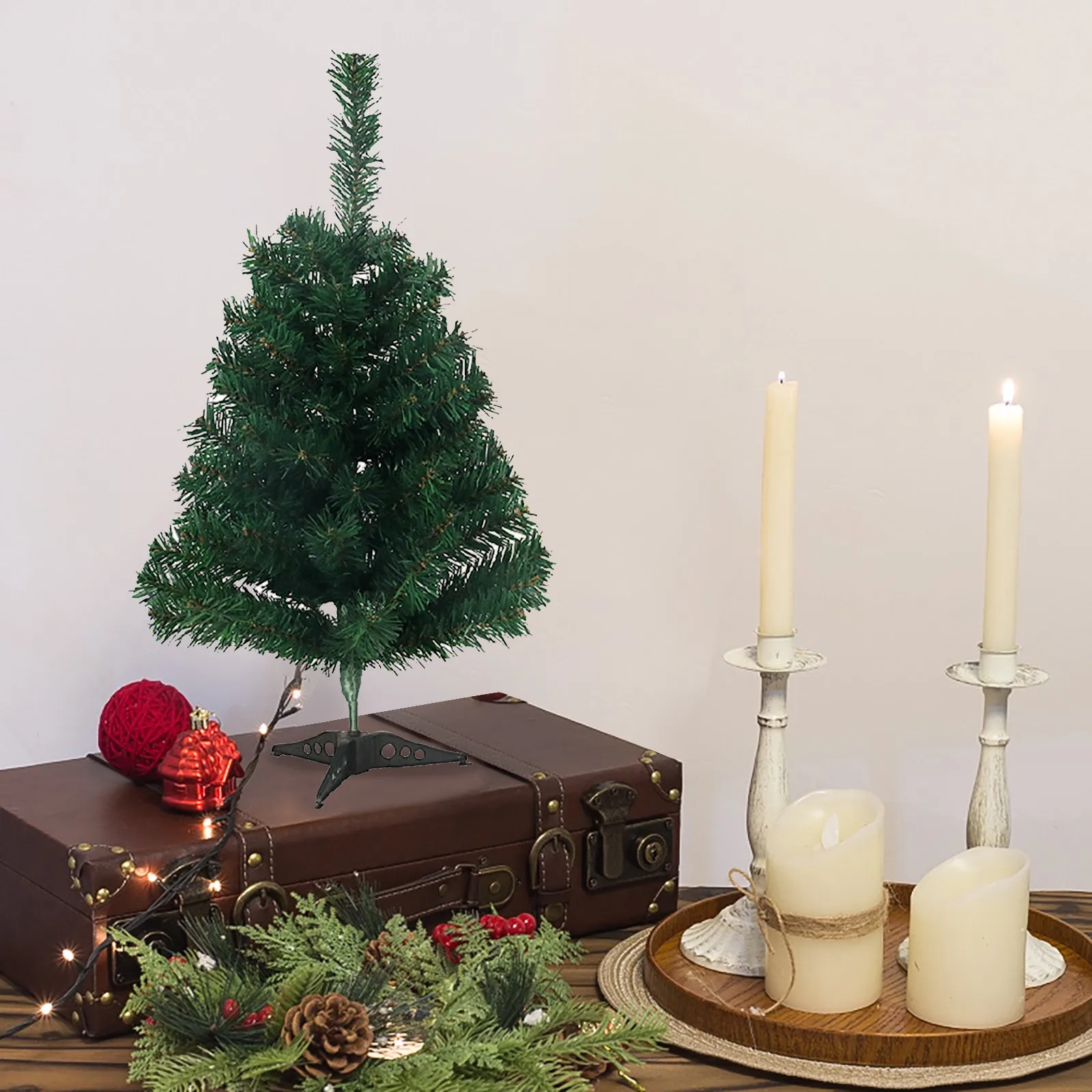 Christmas Tree Mini Christmas Artificial Pine Tree Decoration Supplies Encrypted Leaves Branches Portable Simple To Install Gift