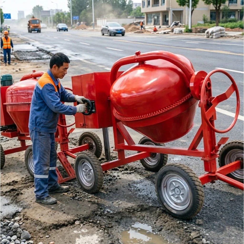 New Small Batch Concrete Mixing Tank Rainproof Motor Cover Stable Gearbox Rural Self-built House Cement Slurry Mixing Machine