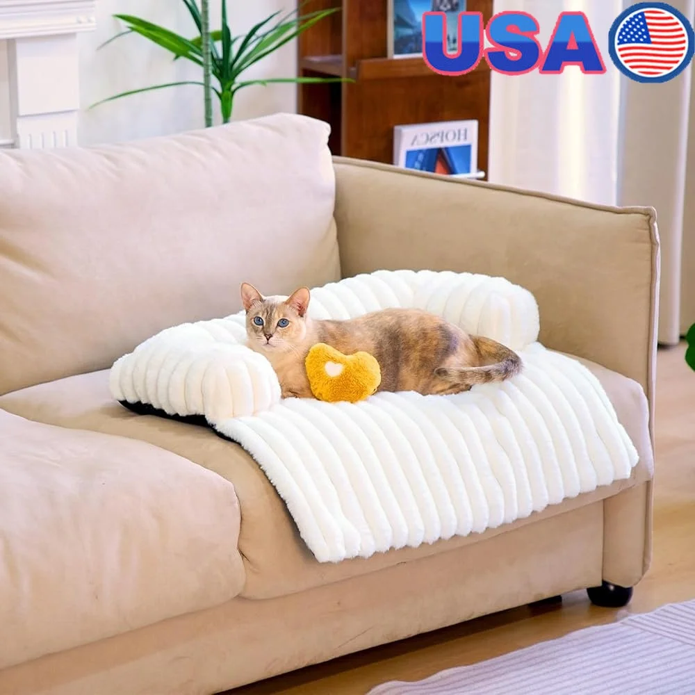 

Cozy Plush Pet Couch Cover Bed Mat Protector Small Dogs Kittens Anti-Slip Machine Washable Furniture Shield