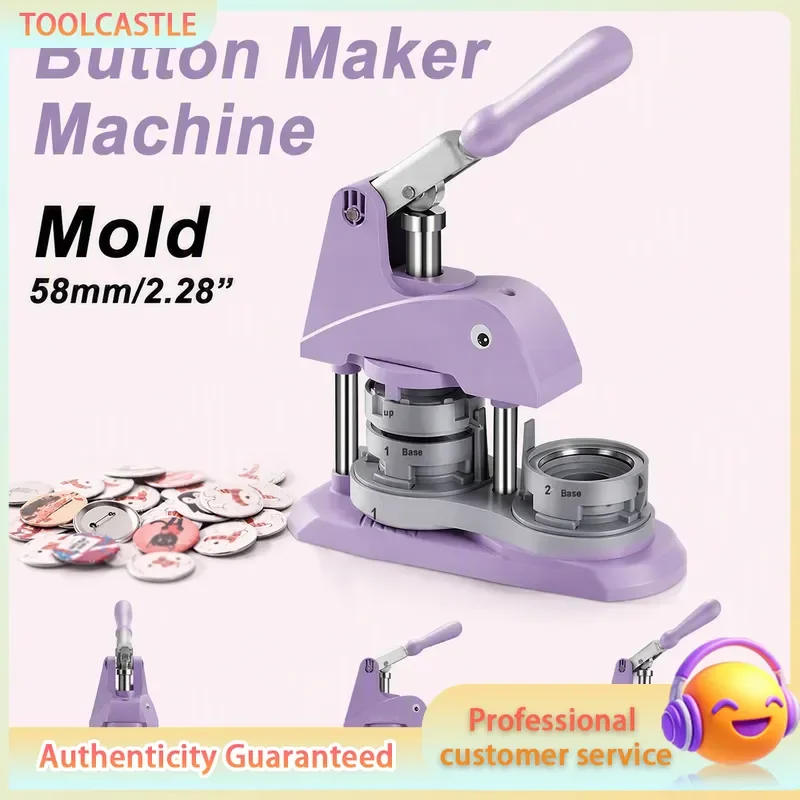 58mm 2.28 Inch Button Badge Making Machine Manual Rotary DIY Badge Press Punch Tinplate Maker Tool
