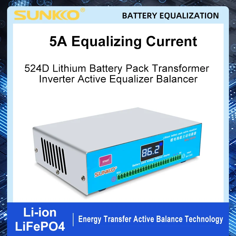 SUNKKO 524D 5A Penyeimbang Baterai Profesional untuk Paket Lithium dengan Indikator Status LED