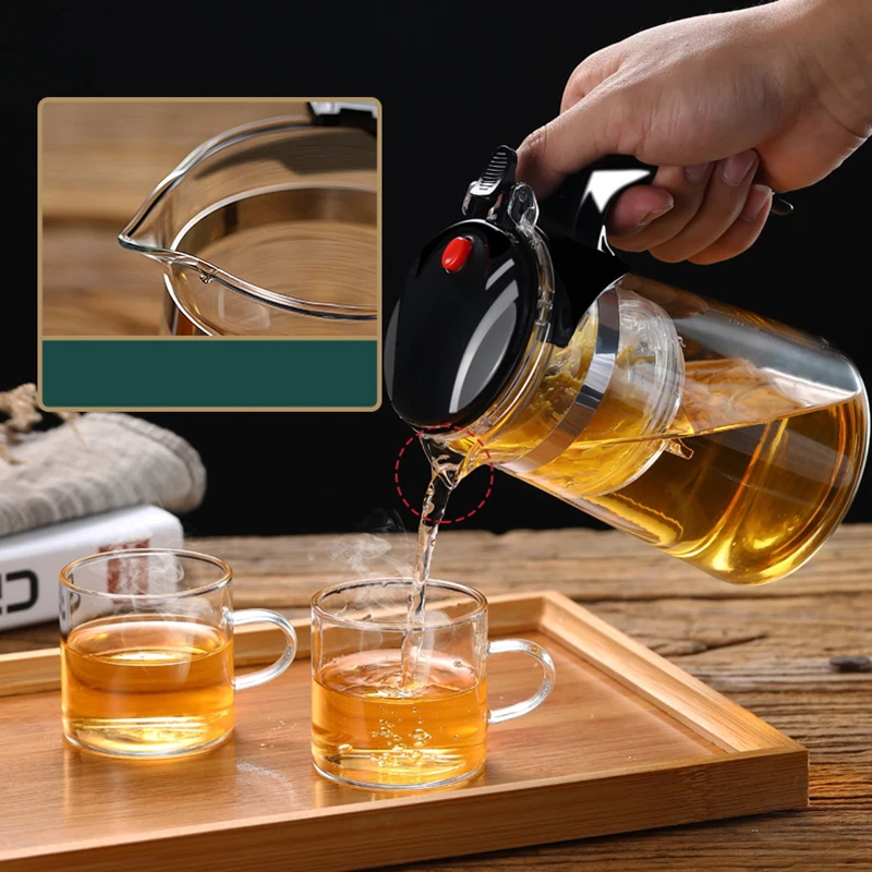 Teapot With Infuser Thickened Glass Heated Resistant Tea Pot One-button Filtering Tea Separation Kettle Chinese Gung Fu Teawear