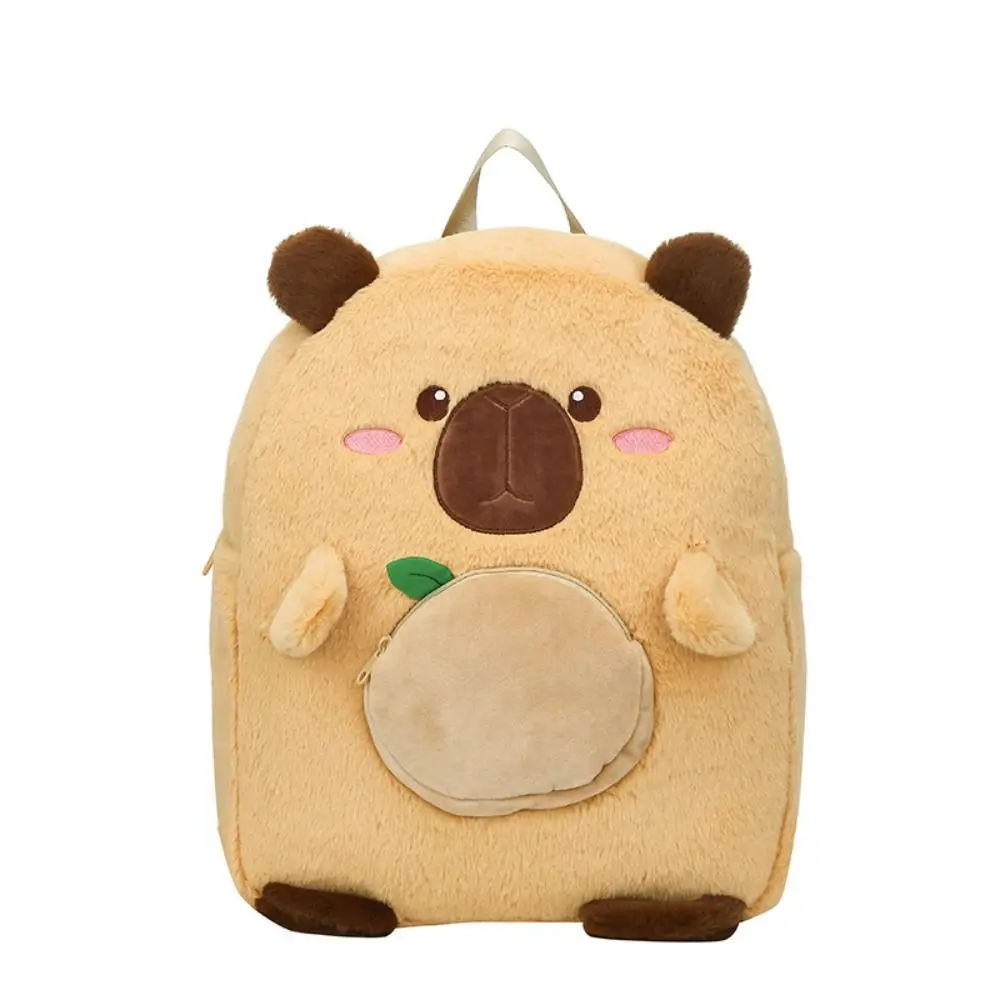 Kawaii dos desenhos animados capivara mochila de pelúcia grande capacidade capivara mochila crianças presente engraçado bolsa ombro