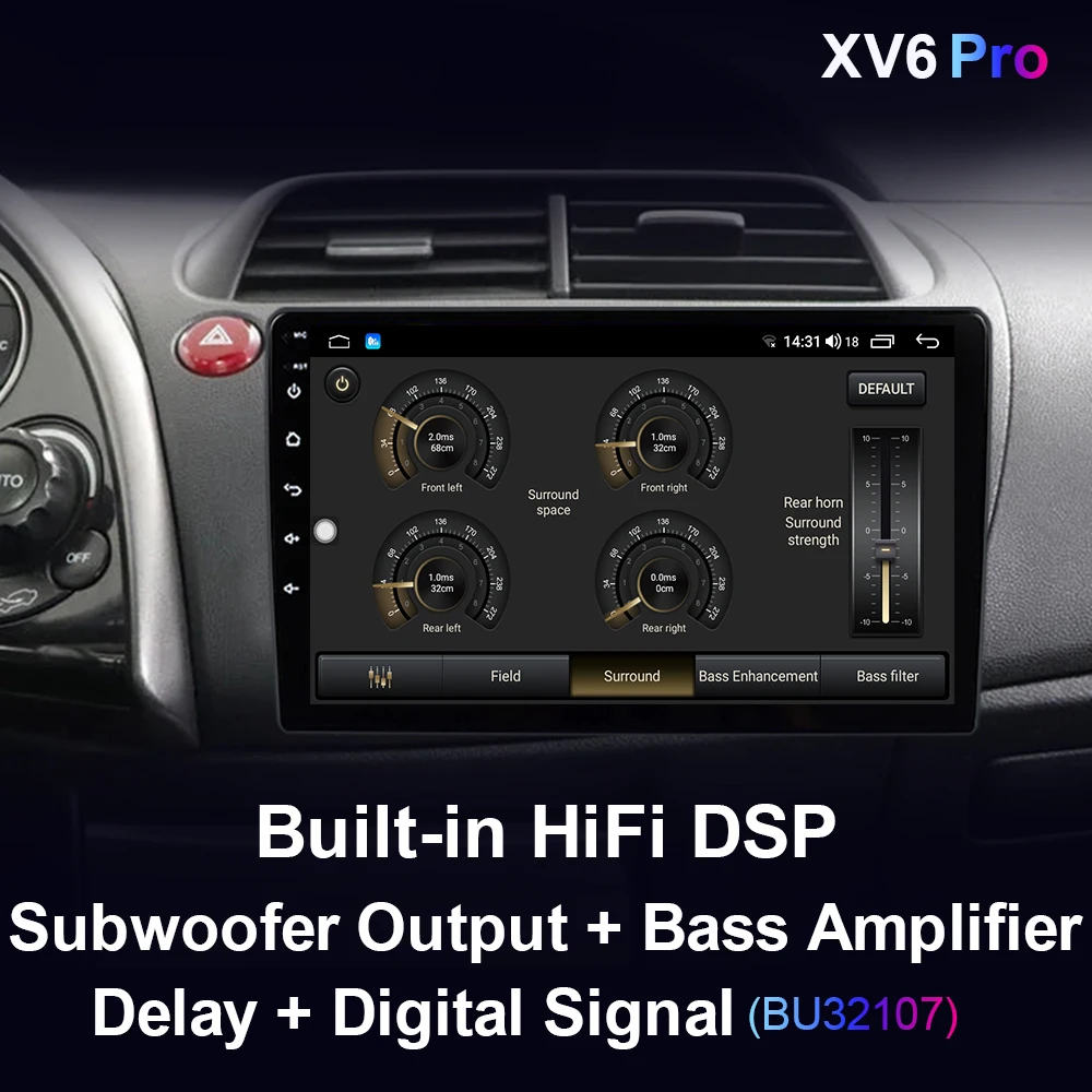 XIMA XV6 Pro  Car Radio Multimedia Player For Honda Civic Hatchback 2006-2011 Android 12 Carplay  2 Din Stereo Navigation gsp