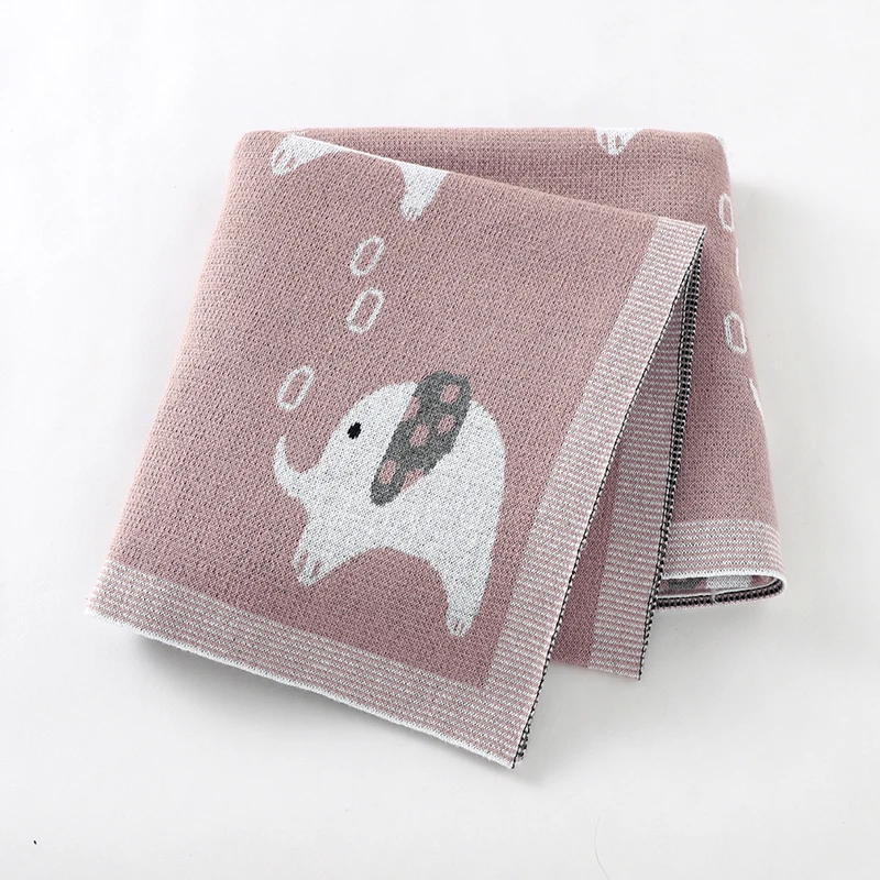 

Классические детские хлопковые пеленки с принтом слона для мальчиков и девочек 0-24 месяцев, вязаные детские одеяла безопасности