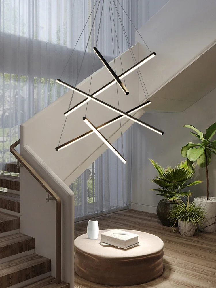 2025 Staircase Chandelier Modern Minimalist Duplex Building Apartment Living Room Main Light Restaurant Villa Hall Line Led Lamp