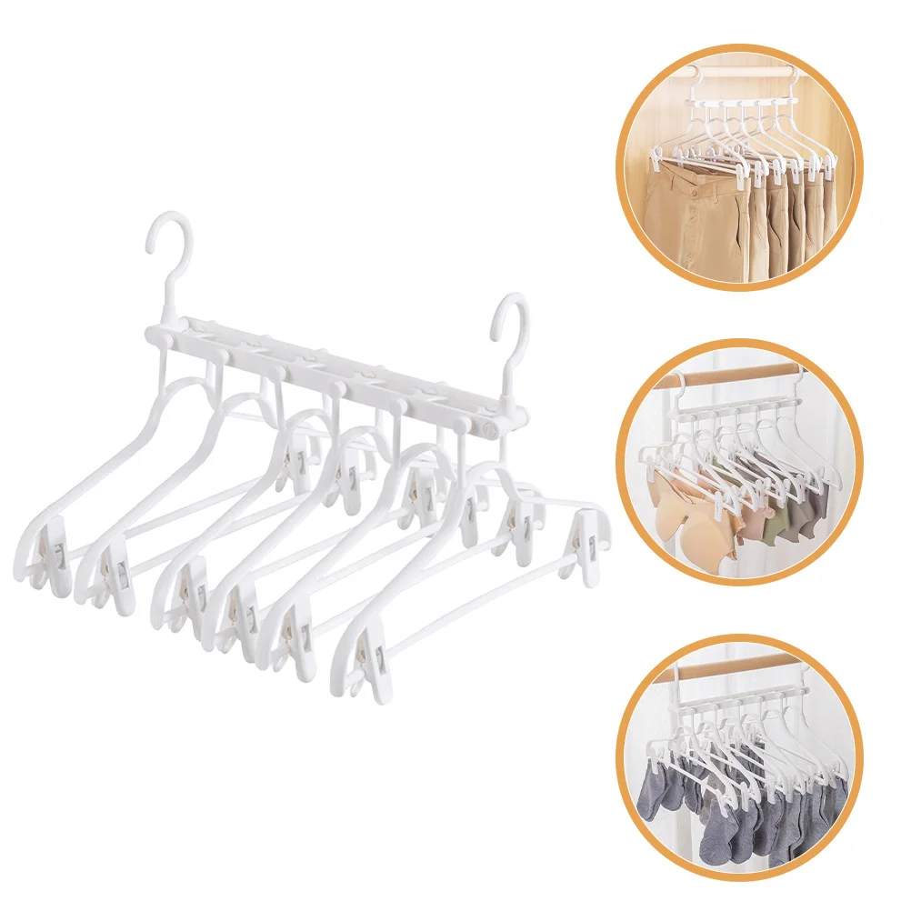 

Multi-Layer Foldable Clothes Drying Rack White Flexible Double Hook Suspension Household Coat Hanger Space Saving Pants