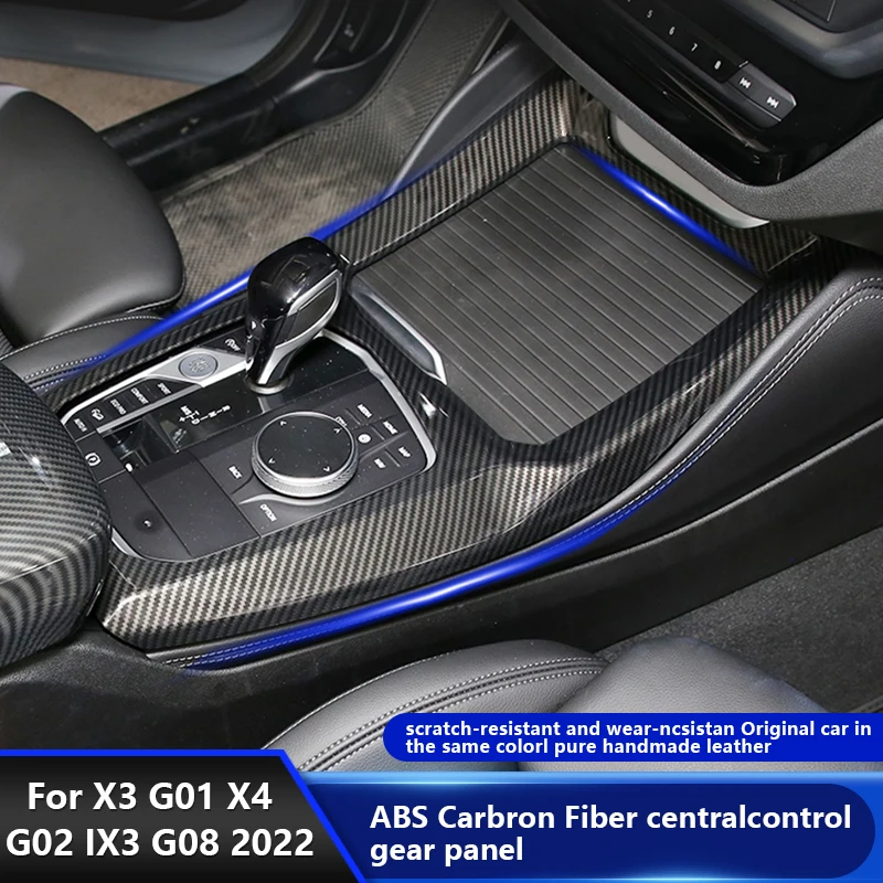 ABS Carbon Fiber For BMW iX3 X3 X4 G02 G01 G08 2022-2025 Central Console Gear Shift Panel Cover Trim Car Interior Accessories