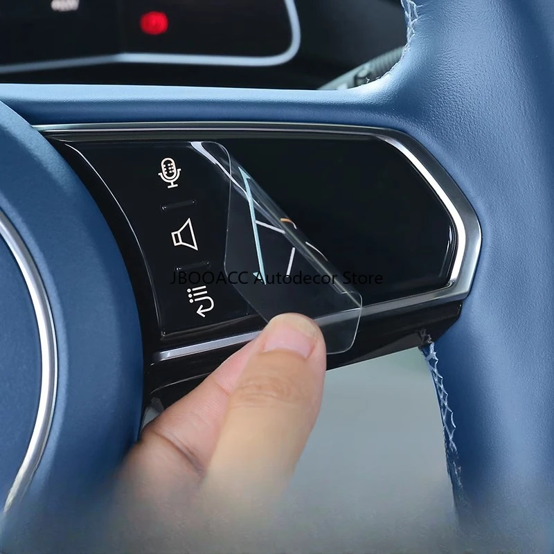 ل Zeekr 001 عجلة توجيه سيارة زر شفاف ملصقات بولي يوريثان مكيف الهواء لوحة أزرار طبقة حماية الملحقات الداخلية #5