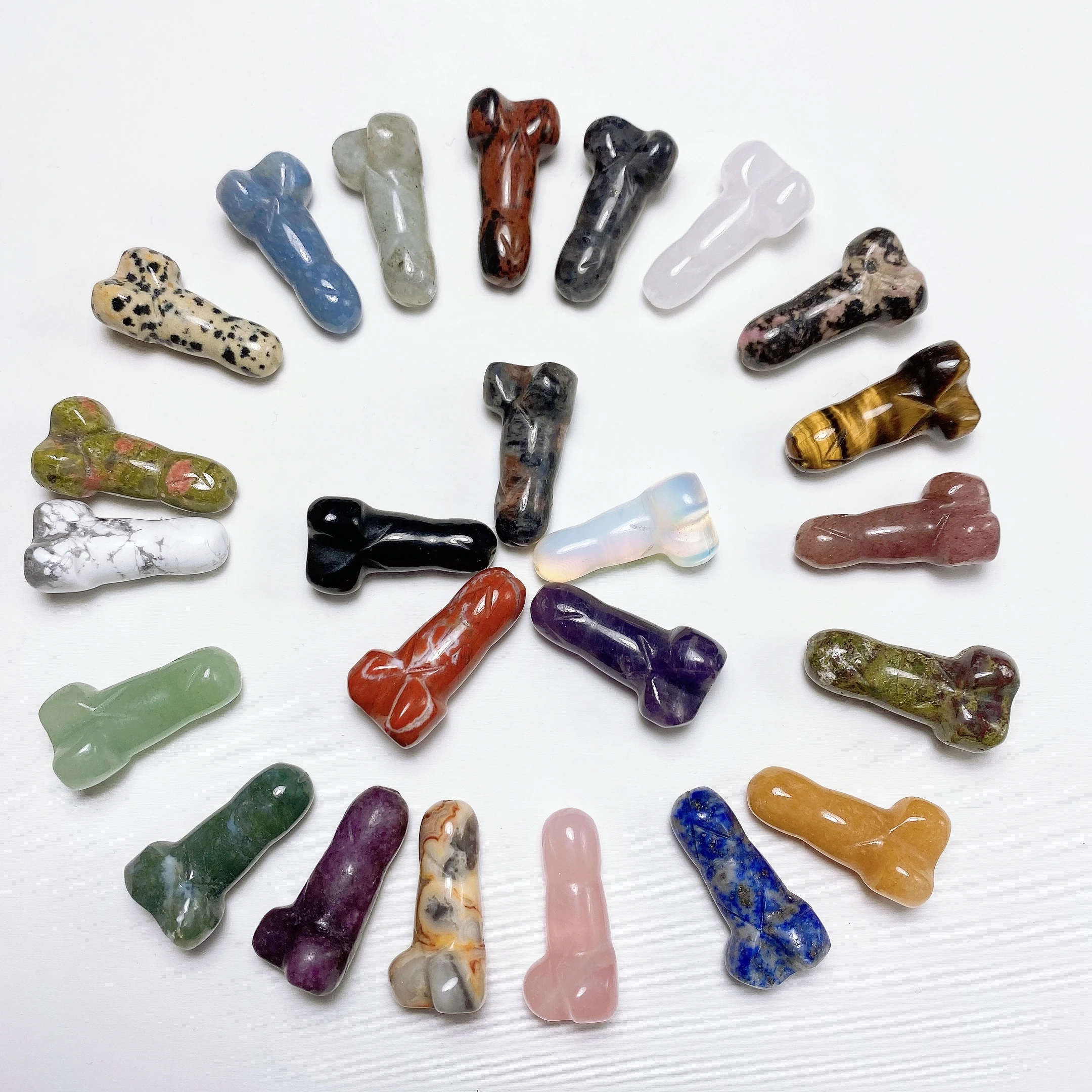 1.2'' Crystal Mini Penis Figurine Natural Quartz Stone Carving Statue Crafts Phallus Fertility Amulet Home Decoration Gifts