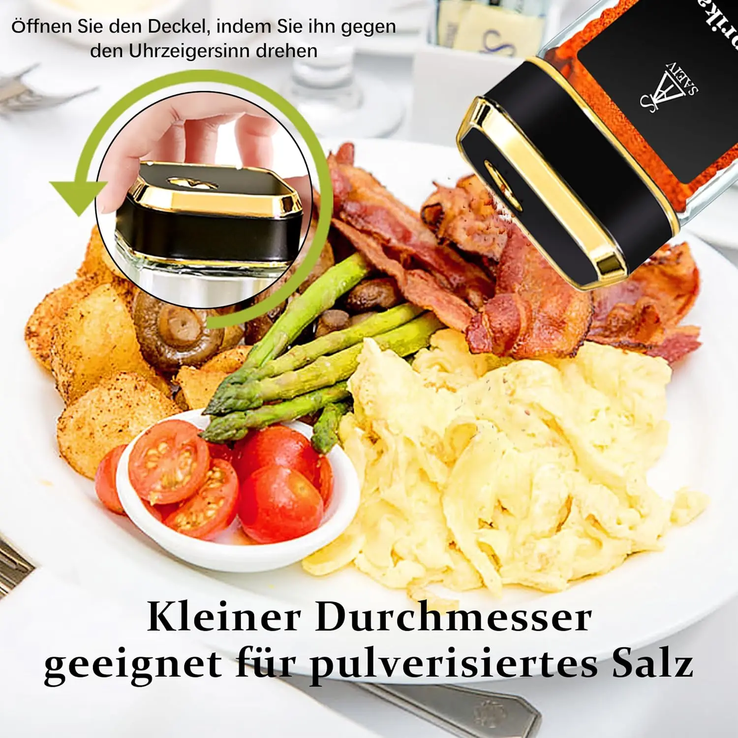 SIAZIH Versiegelte Gewürzgläser mit Deckel, 12/24-teiliges 120ml Glasgläser-Set, komplett mit Etiketten, Trichter und Bürste, Gewürz-Organizer für die Küchen-Gewürzaufbewahrung, Gewürzgläser. – Detail 9