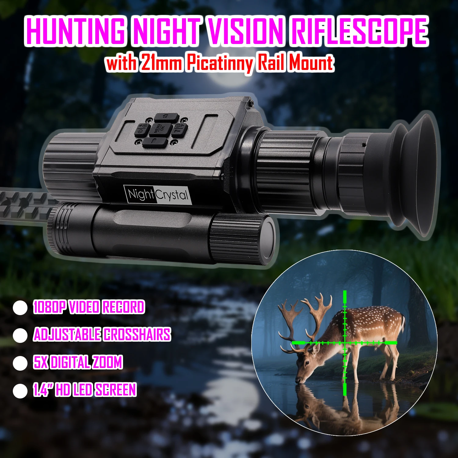 

Монокуляр ночного видения Megaorei NK008 NightCrystal M6, инфракрасный прицел для охоты, камера 940/850 нм, не тепловизионный прицел