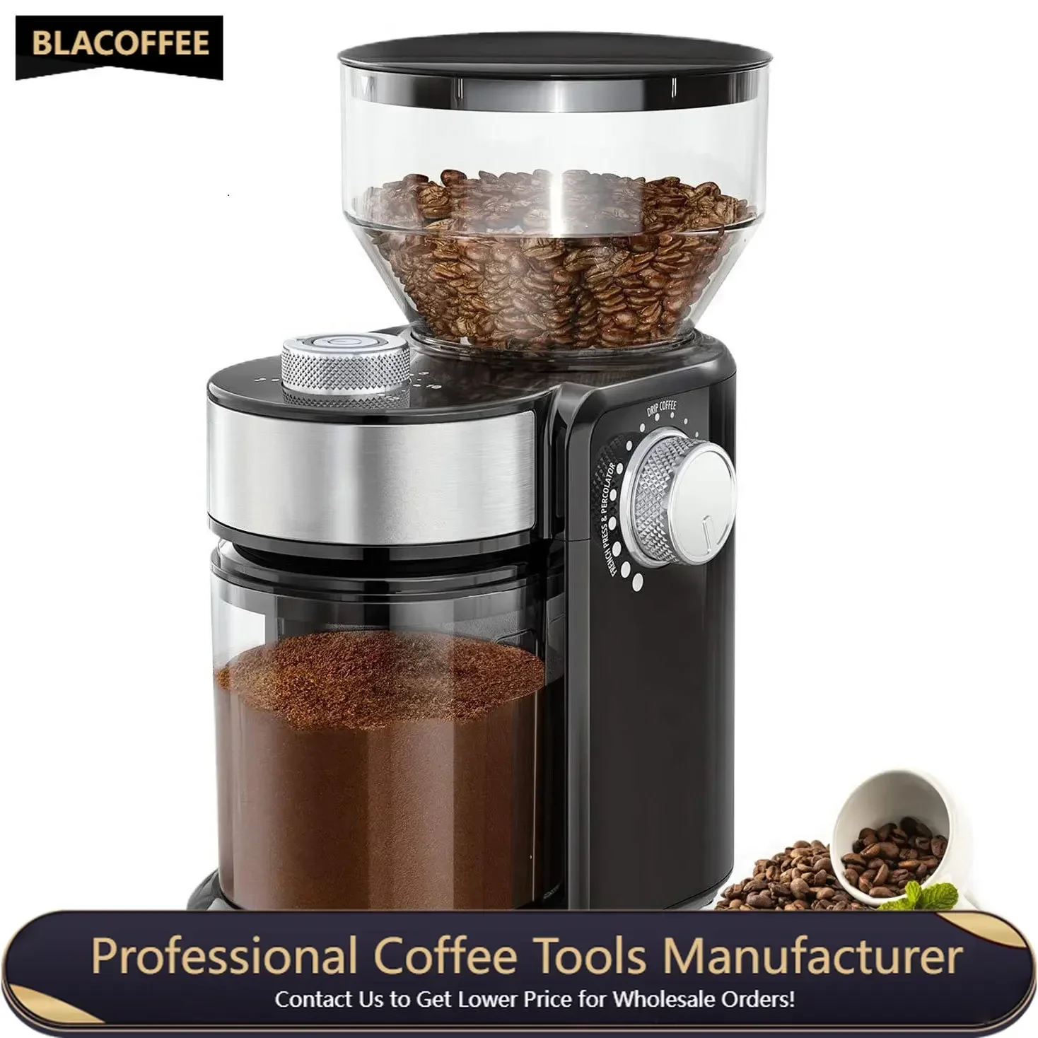 

Electric Coffee Grinder Adjustable Burr Mill 18 Gears Mill Coffee Machine Crusher Electric Burr Grinder