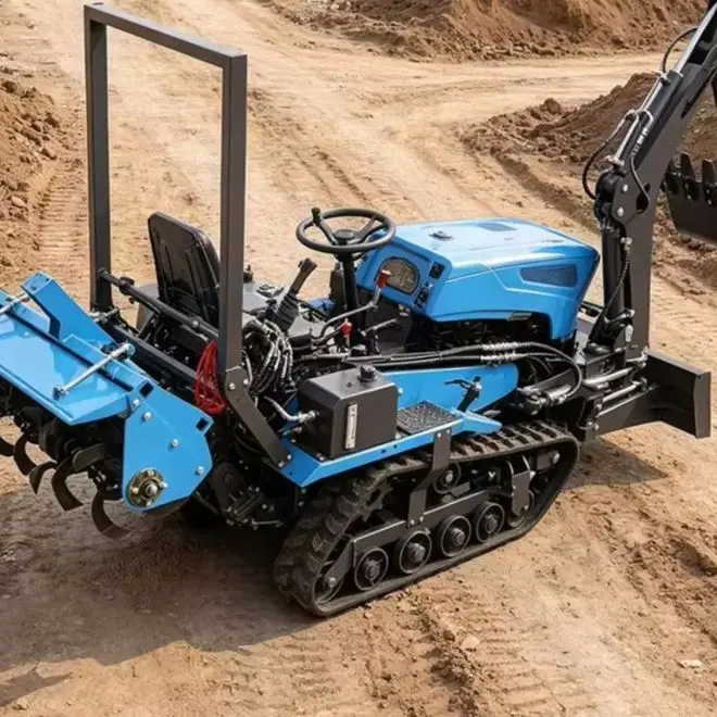 Customized 2026 New Model Tracked Mini Rotary Tiller, Small Agricultural Cultivation Equipment for Farmland