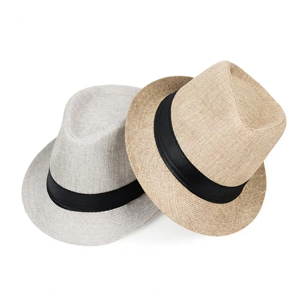 Versatile Summer Hat British Style Hat with Short Brim Ribbon Decor Mesh Bucket Hat Breathable Outdoor Travel Cycling Sun
