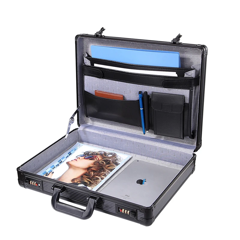 Portable Password Box With Lock Multifunctional Notebook Computer Aluminum Tool Case Household File Storage Suitcase