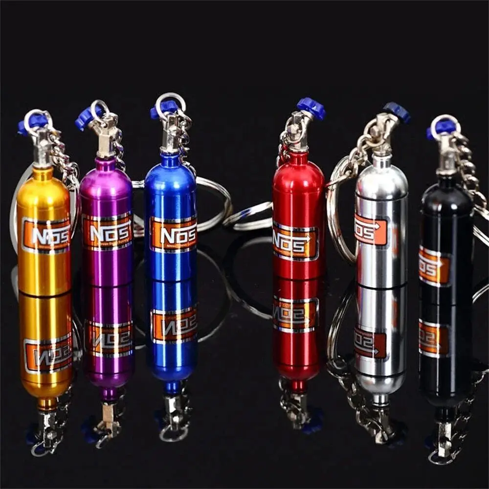 Creative Mini NOS Turbo Nitrogen Bottle Key Chain Pill Box Storage Stylish Car Motorcycle Interior