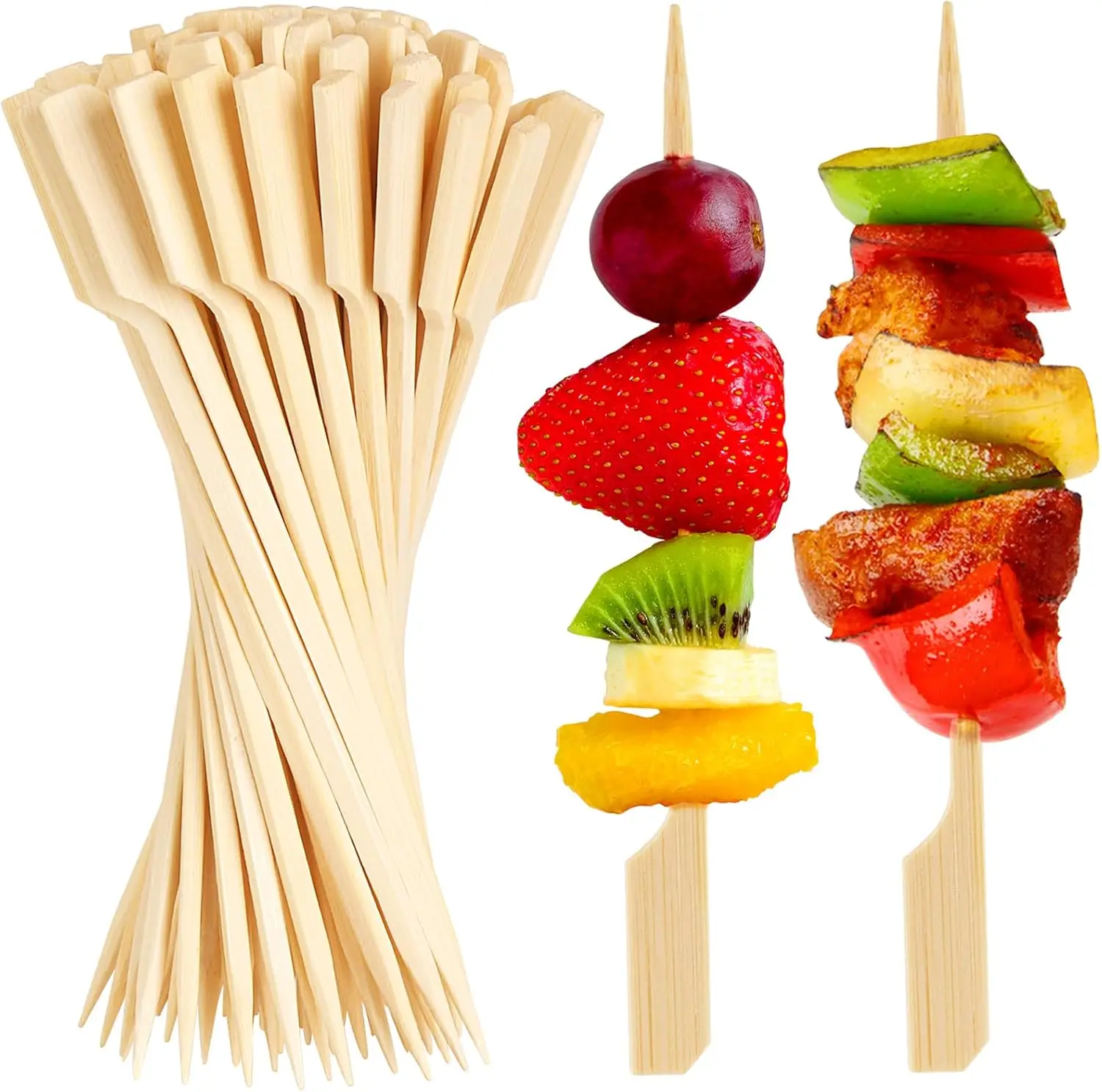 

Cocktail Picks Bamboo Skewers for Appetizers, FATLODA Paddle Wooden Skewers, Fancy Flat Toothpicks for Appetizers, 4.7 IN Bamboo