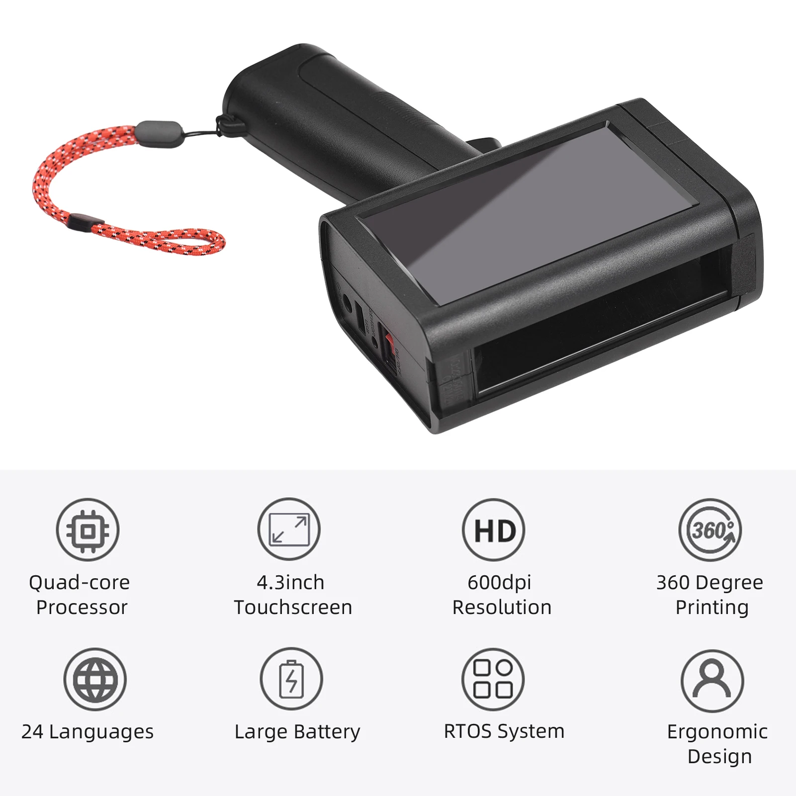 Mobile Inkjet Printer 4.3 Inch HD LED Touch Screen Handheld Inkjet Printer 4 Core CUP Portable Mobile Inkjet Printer 600DPI